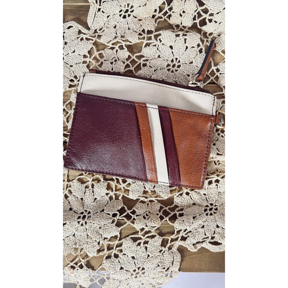 THACKER Amber Compact Leather Card/Coin Wallet Gold/Burgundy/Brown/Cream
